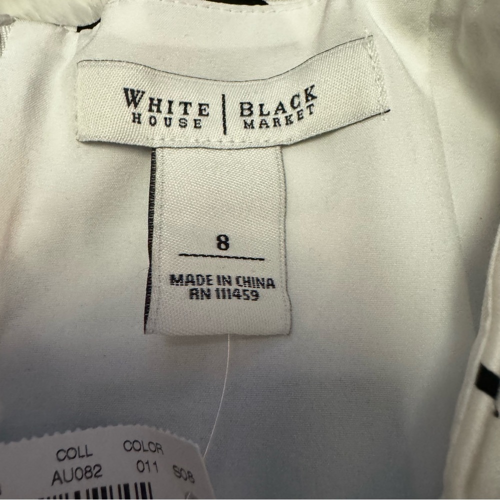 White House Black Market Women's Size 8 Black & White Dress Back Zip Sleeveless - Picture 9 of 15